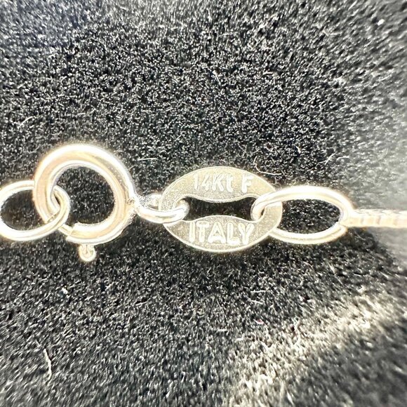 Zales Necklace 14kt White Gold Blue Sapphire and Diamonds Pendant 18 inch in Box - Picture 4 of 4